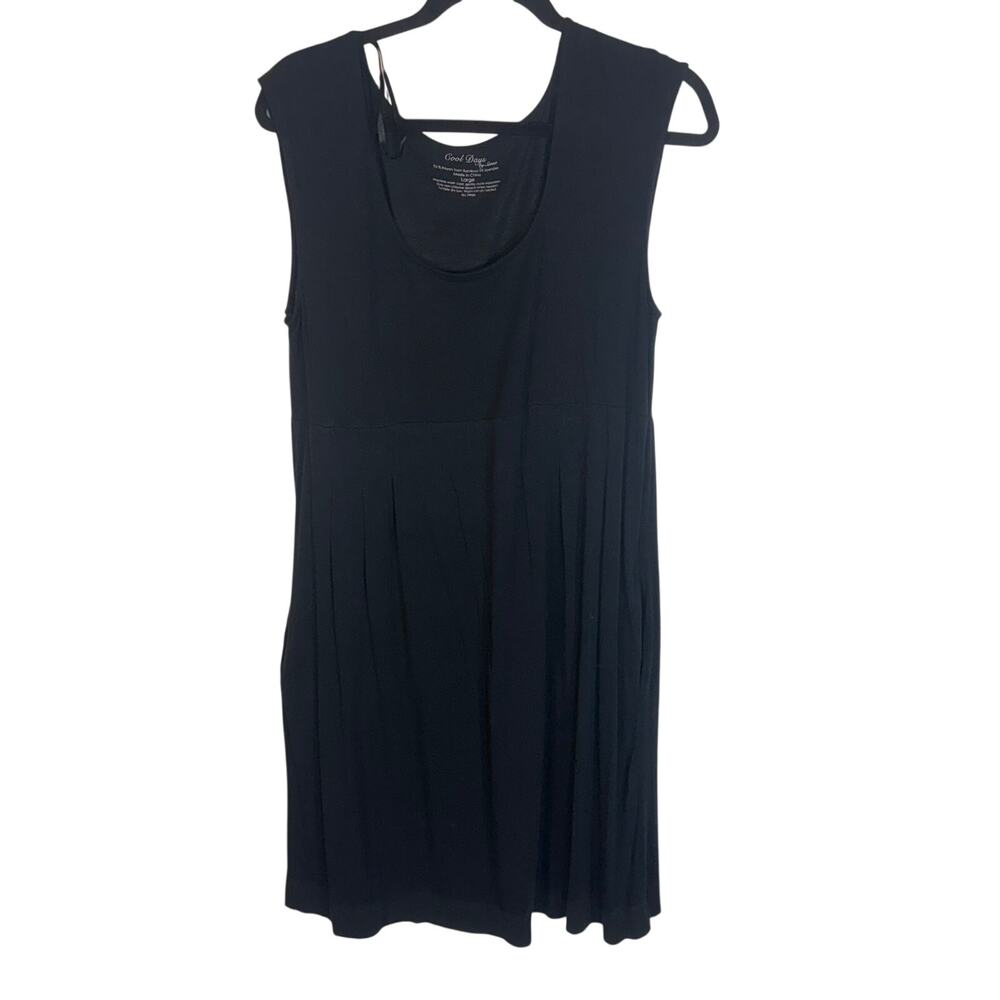 Cool Days by Soma Womens L Black Bamboo Rayon Sleeveless Fit Flare Midi Dress